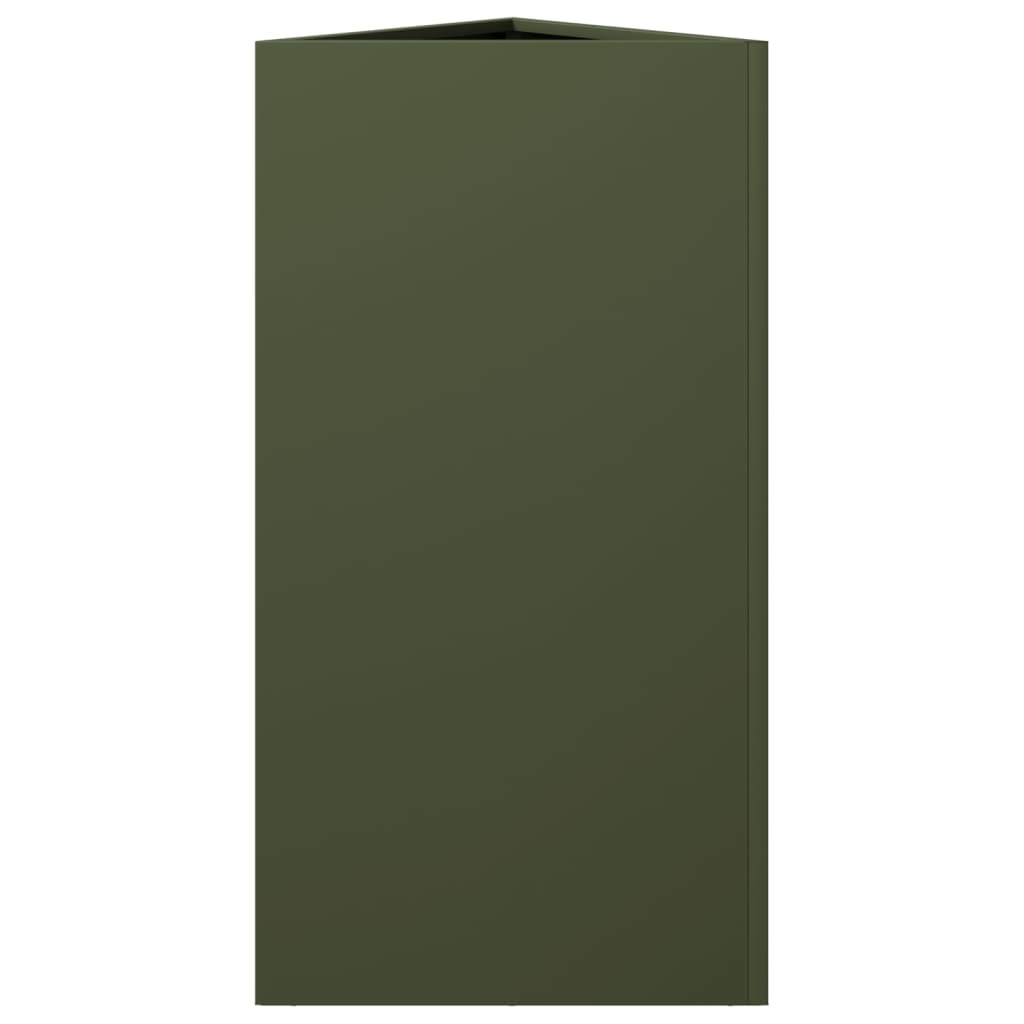 vidaXL Garden Planter Olive Green Triangular 40x34.5x75 cm Steel
