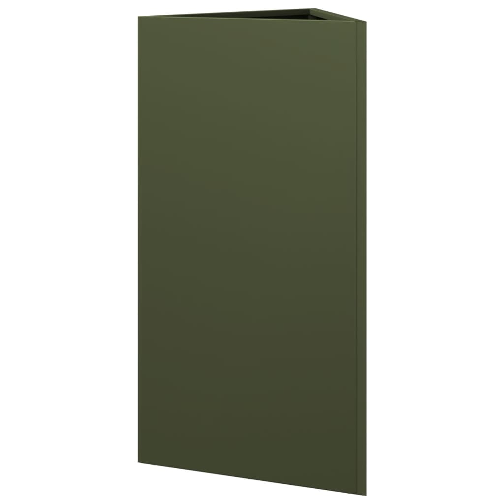 vidaXL Garden Planter Olive Green Triangular 40x34.5x75 cm Steel