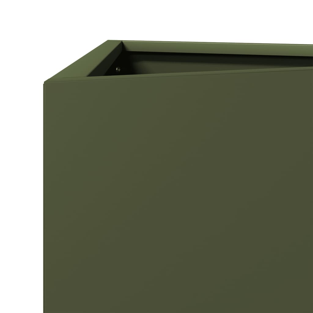 vidaXL Garden Planter Olive Green Triangular 40x34.5x75 cm Steel