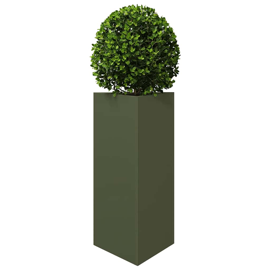 vidaXL Garden Planters 2 pcs Olive Green Triangular 40x34.5x75cm Steel