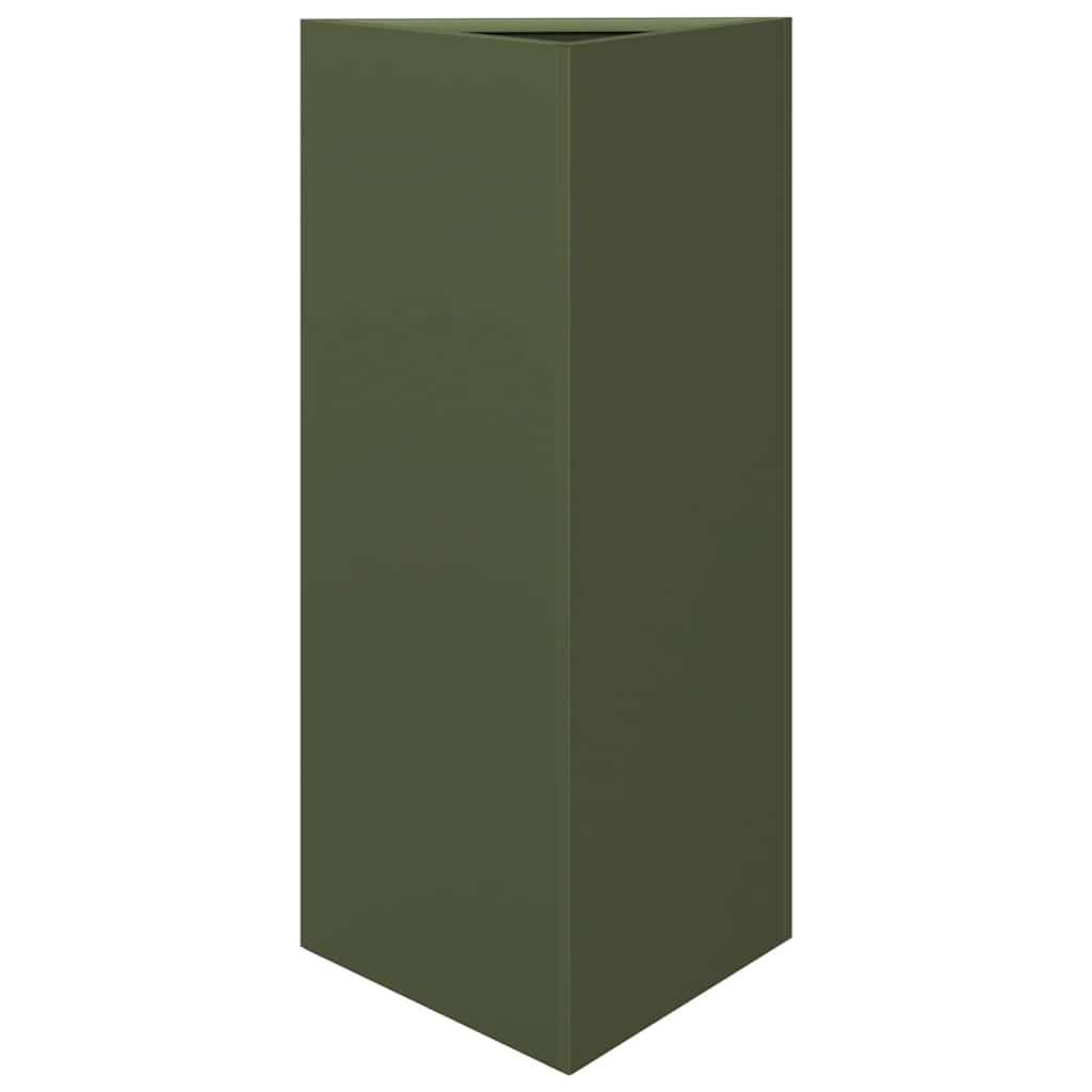 vidaXL Garden Planters 2 pcs Olive Green Triangular 40x34.5x75cm Steel