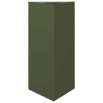 vidaXL Garden Planters 2 pcs Olive Green Triangular 40x34.5x75cm Steel