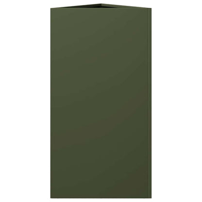 vidaXL Garden Planters 2 pcs Olive Green Triangular 40x34.5x75cm Steel