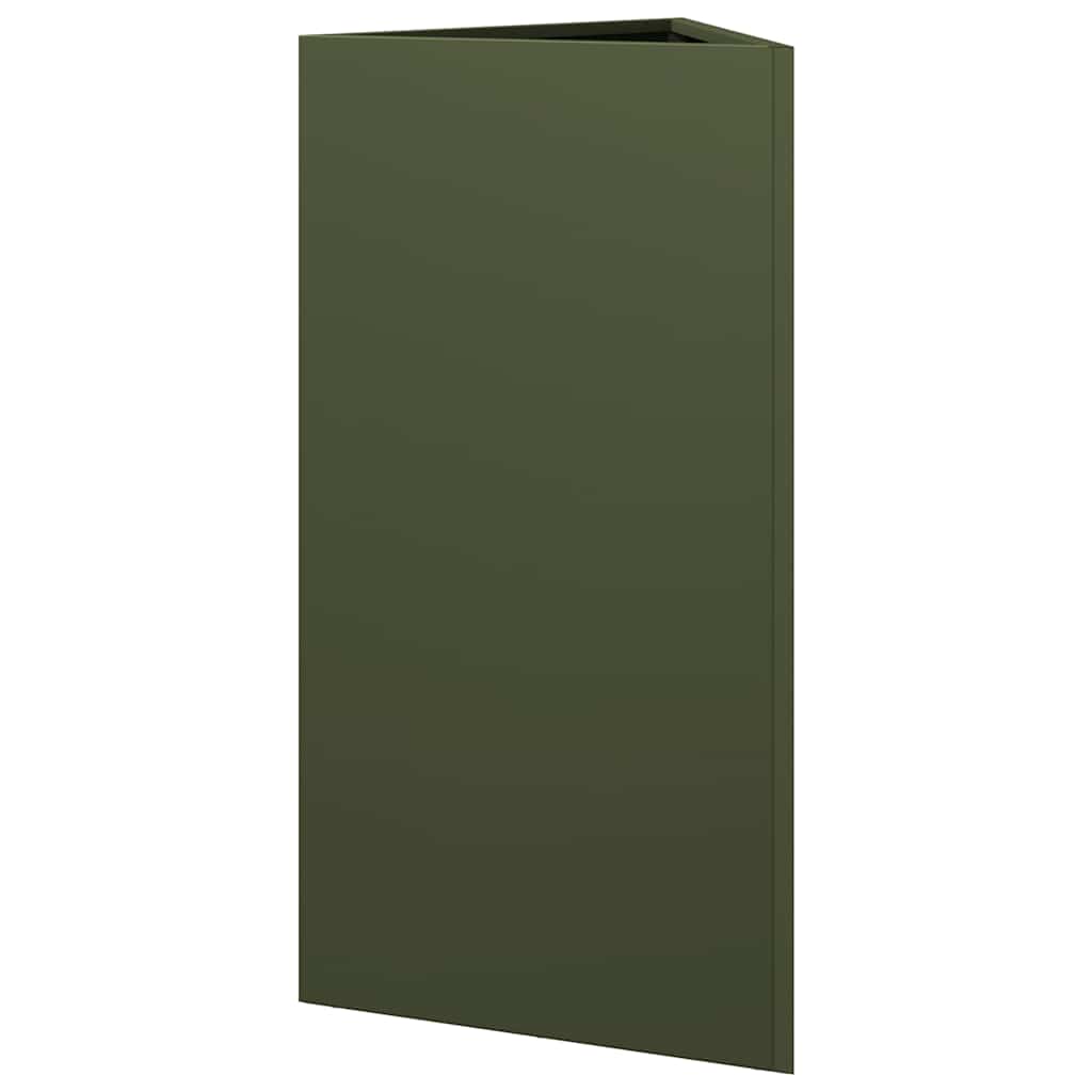 vidaXL Garden Planters 2 pcs Olive Green Triangular 40x34.5x75cm Steel