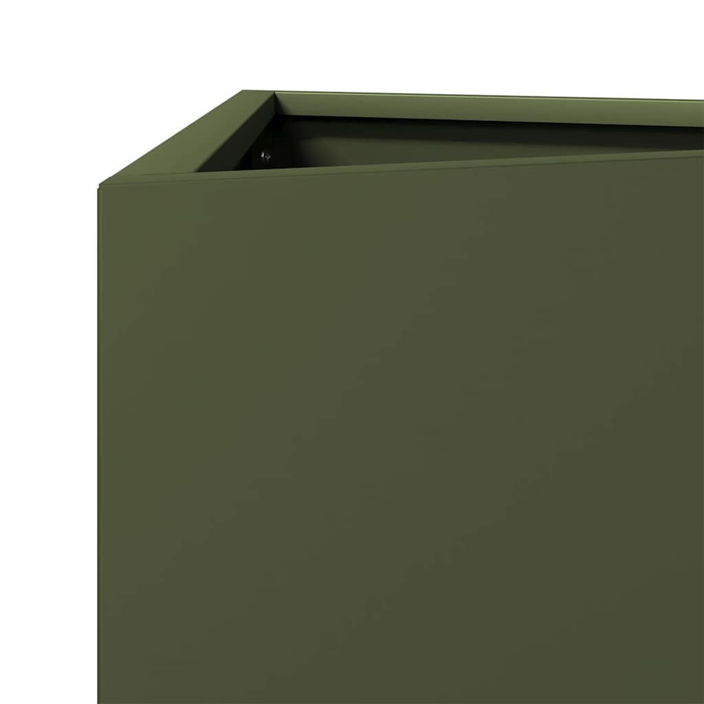 vidaXL Garden Planters 2 pcs Olive Green Triangular 40x34.5x75cm Steel