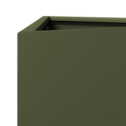 vidaXL Garden Planters 2 pcs Olive Green Triangular 40x34.5x75cm Steel