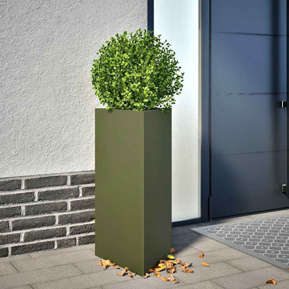 vidaXL Garden Planters 2 pcs Olive Green Triangular 40x34.5x75cm Steel
