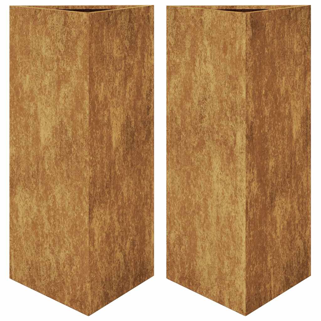 vidaXL Garden Planters 2 pcs Triangular 40x34.5x75 cm Weathering Steel