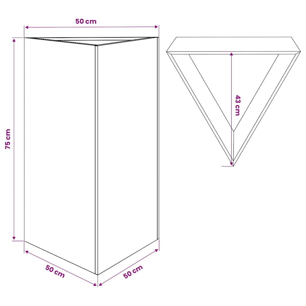 vidaXL Garden Planter Black Triangular 50x43x75 cm Steel