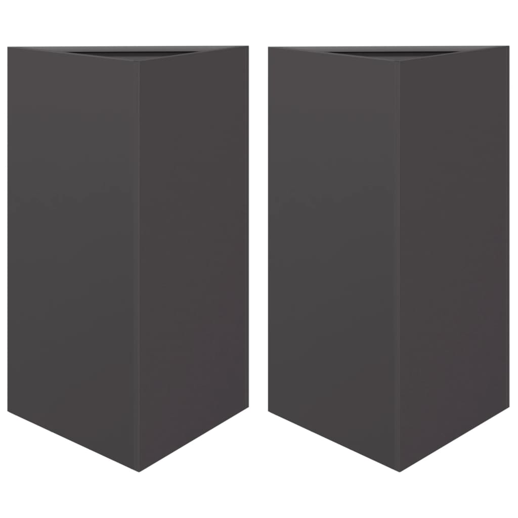 vidaXL Garden Planters 2 pcs Black Triangular 50x43x75 cm Steel