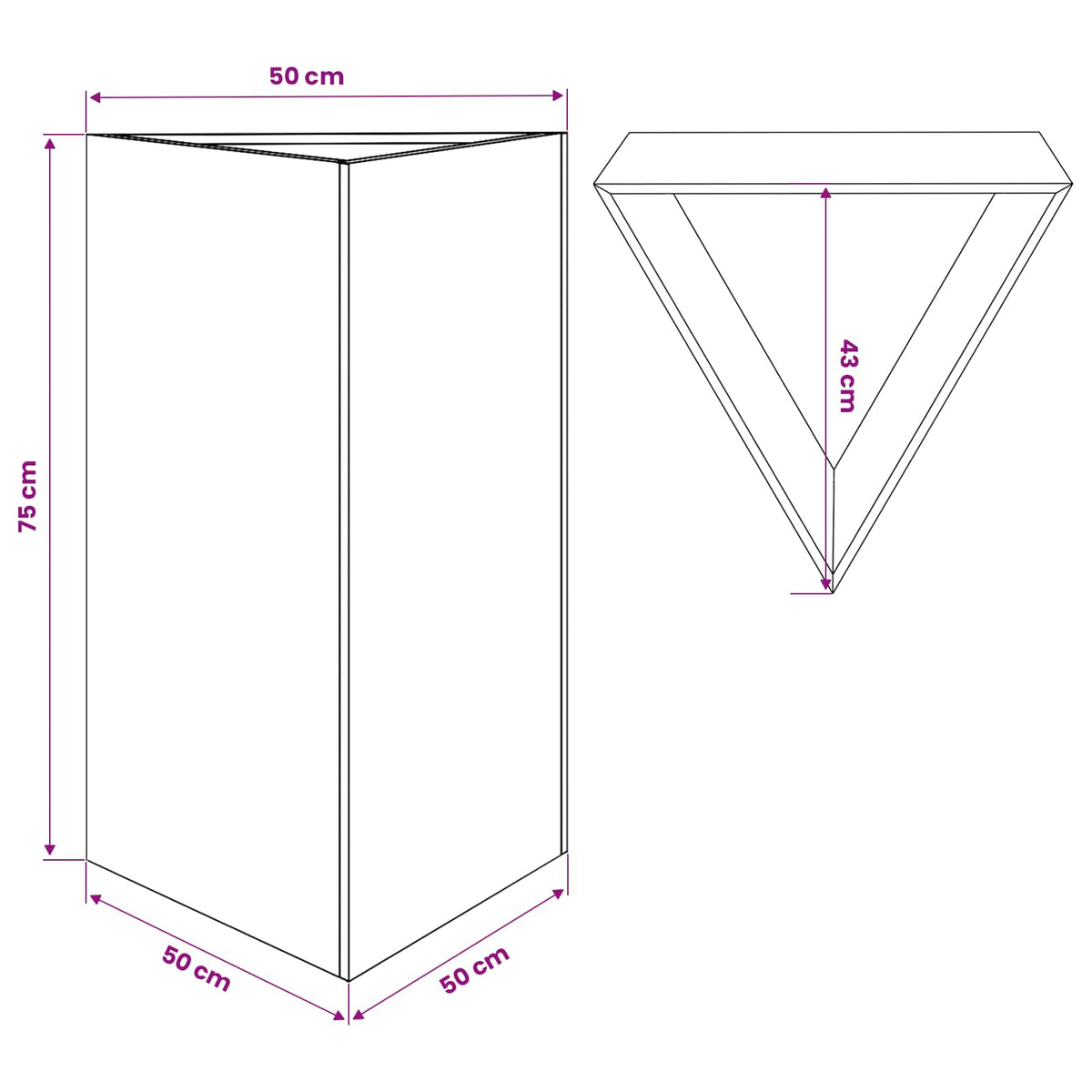 vidaXL Garden Planter White Triangular 50x43x75 cm Steel