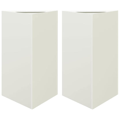 vidaXL Garden Planters 2 pcs White Triangular 50x43x75 cm Steel