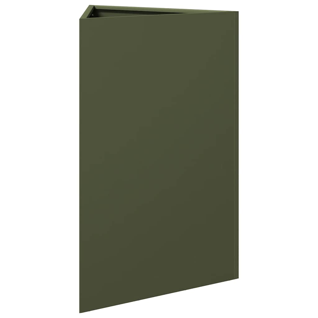 vidaXL Garden Planters 2 pcs Olive Green Triangular 50x43x75 cm Steel