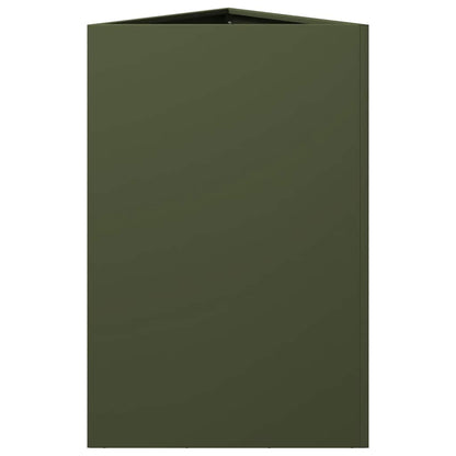vidaXL Garden Planters 2 pcs Olive Green Triangular 50x43x75 cm Steel