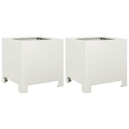 vidaXL Garden Planters 2 pcs White 30x30x30 cm Steel