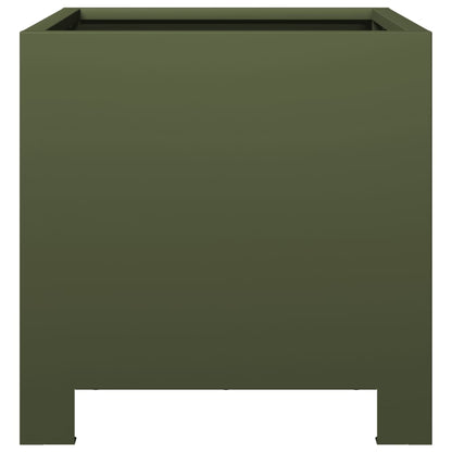 vidaXL Garden Planter Olive Green 30x30x30 cm Steel
