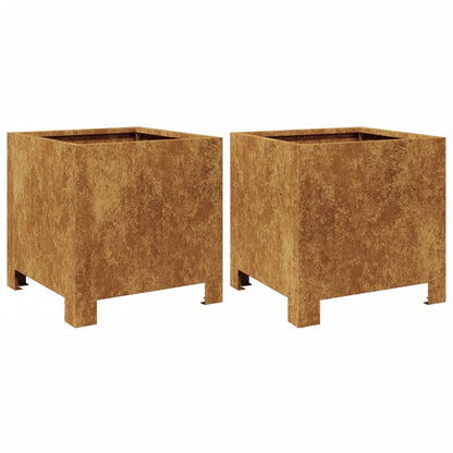 vidaXL Garden Planters 2 pcs 30x30x30 cm Weathering Steel