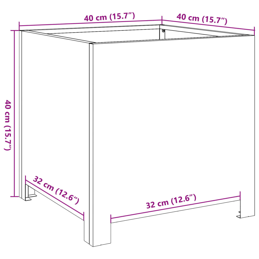 vidaXL Garden Planter Black 40x40x40 cm Steel