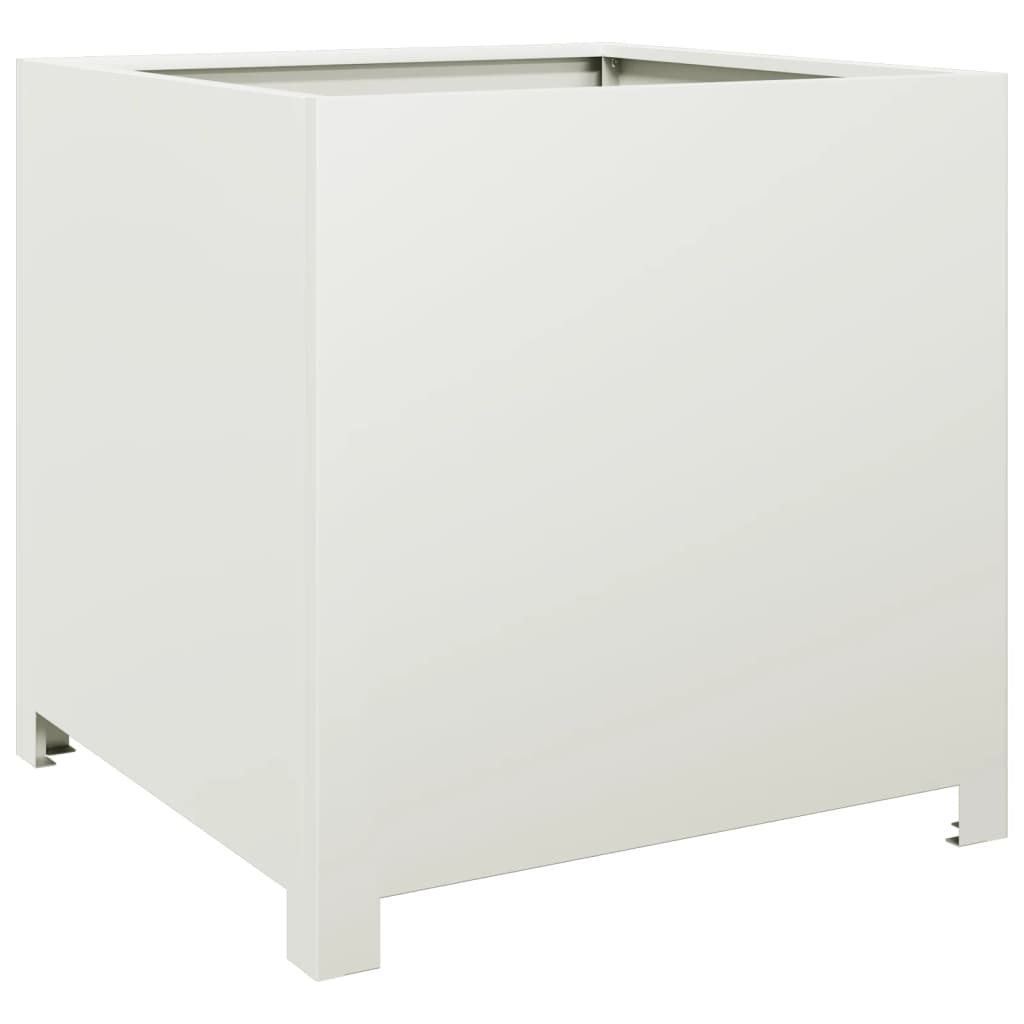 vidaXL Garden Planter White 50x50x50 cm Steel