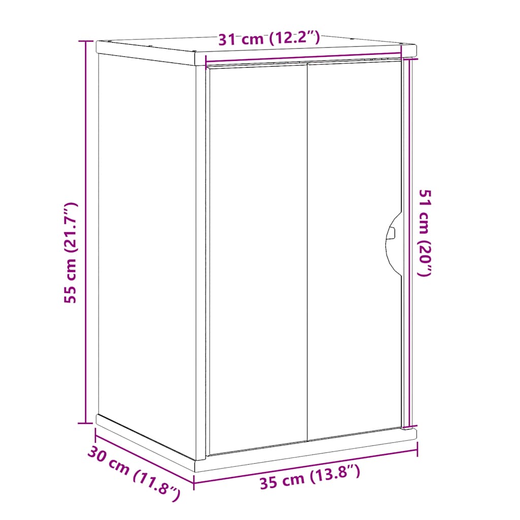 vidaXL Bathroom Wall Cabinet "OTTA" 35x30x55 cm Solid Wood Pine