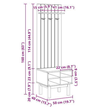 vidaXL Hall Unit OTTA 50x40x160 cm Solid Wood Pine