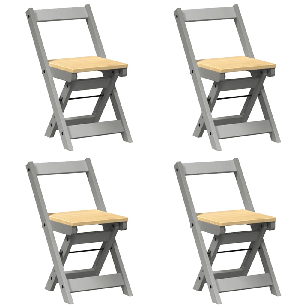 vidaXL Dining Chairs Foldable 4 pcs Corona Grey Solid Wood Pine