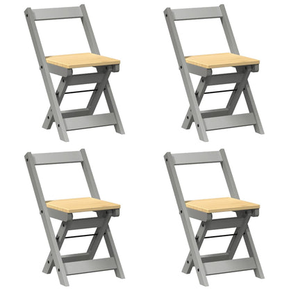 vidaXL Dining Chairs Foldable 4 pcs Corona Grey Solid Wood Pine
