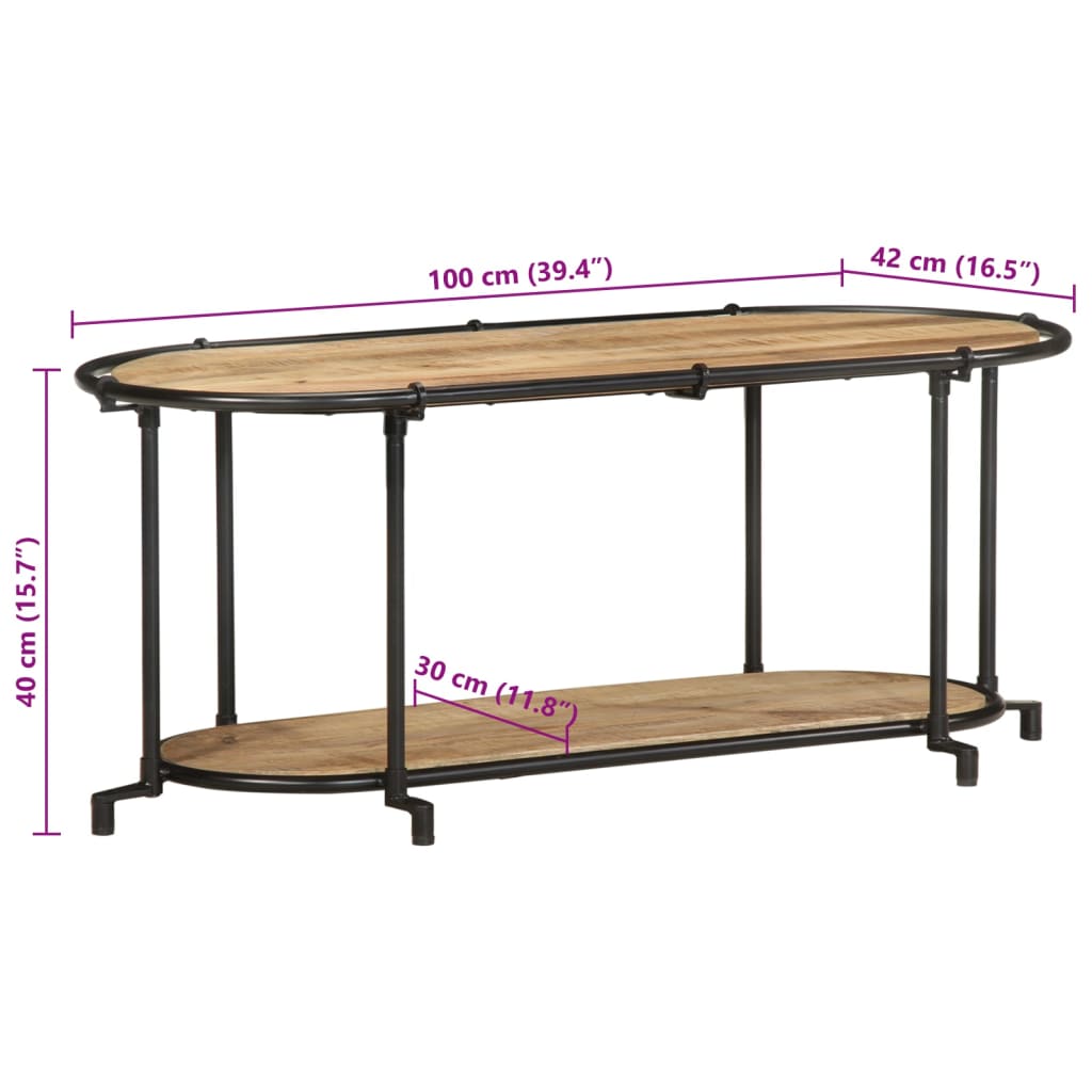 vidaXL TV Cabinet 100x42x40 cm Solid Wood Rough Mango