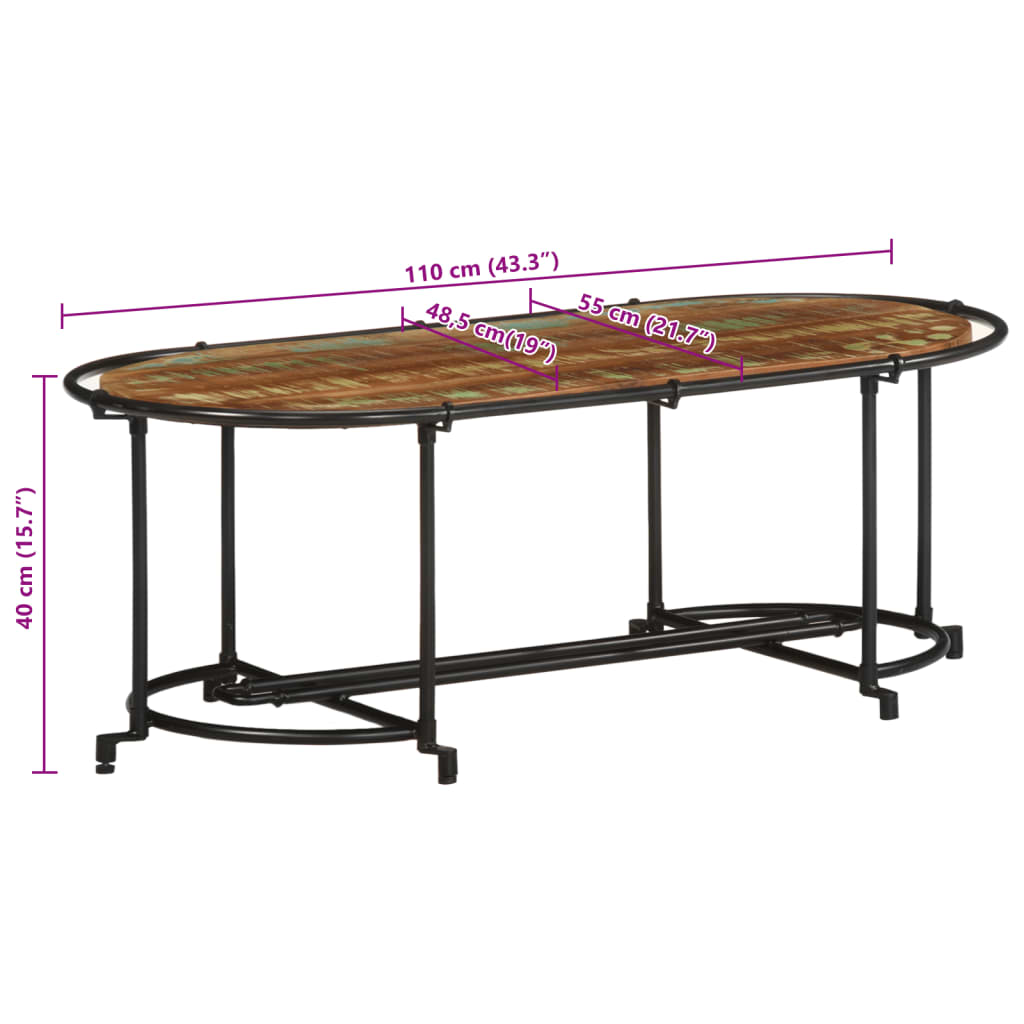 vidaXL Coffee Table 110x55x40 cm Solid Wood Reclaimed