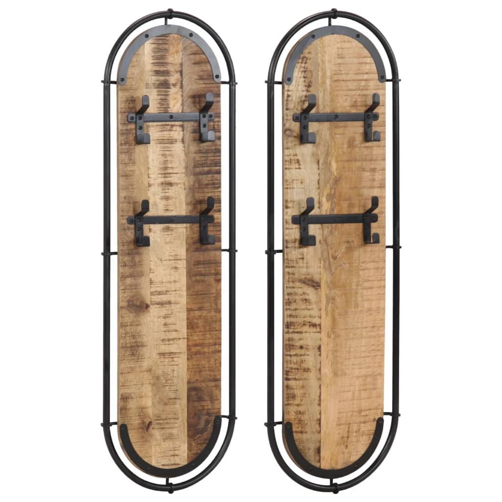 vidaXL Wall-mounted Coat Racks with 4 Hooks 2 pcs