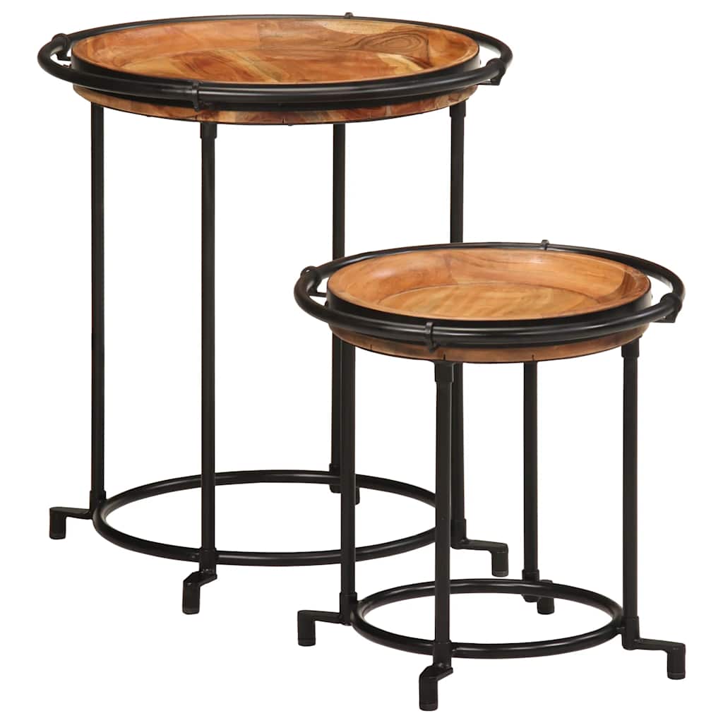 vidaXL 2 Piece Side Table Set Solid Wood Acacia