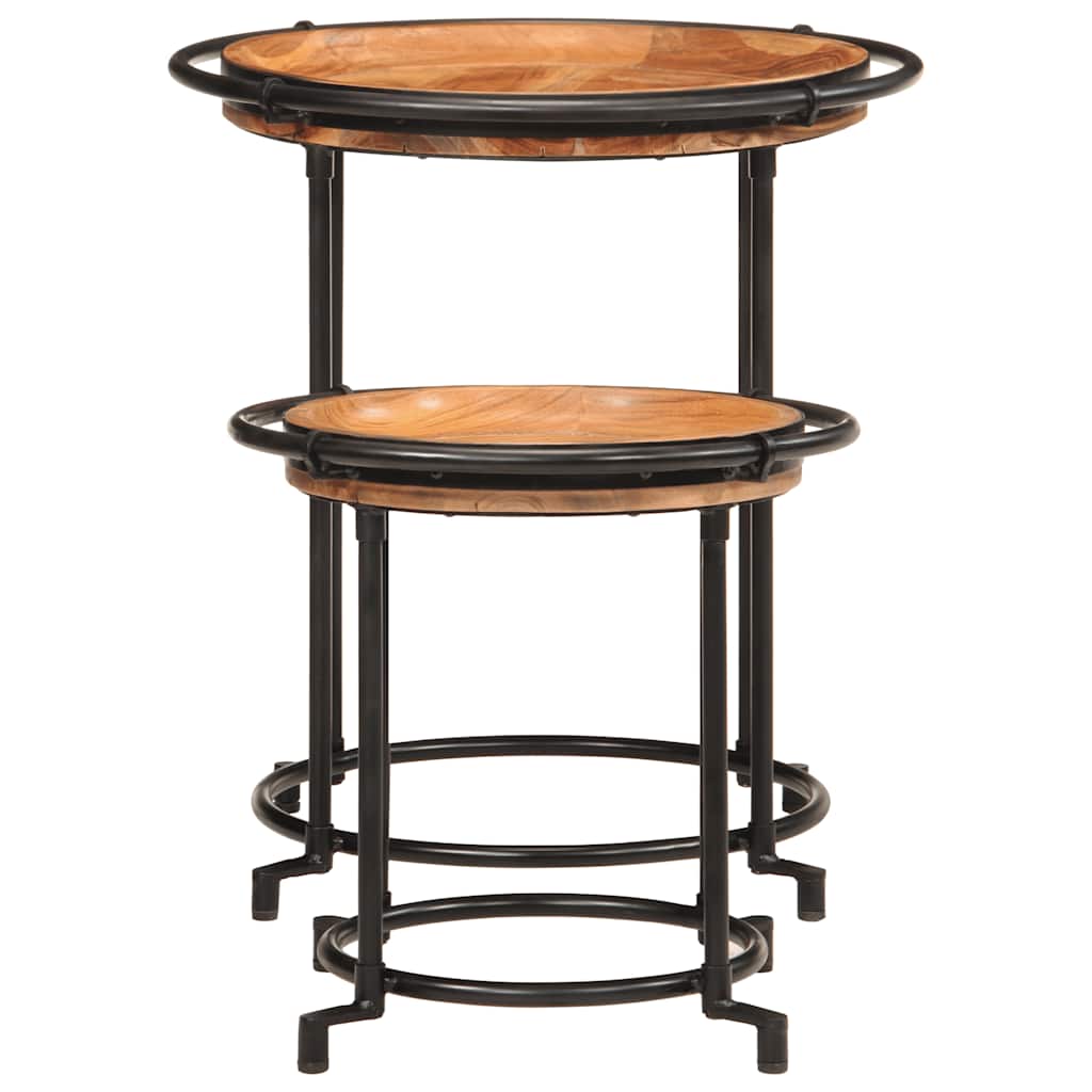vidaXL 2 Piece Side Table Set Solid Wood Acacia