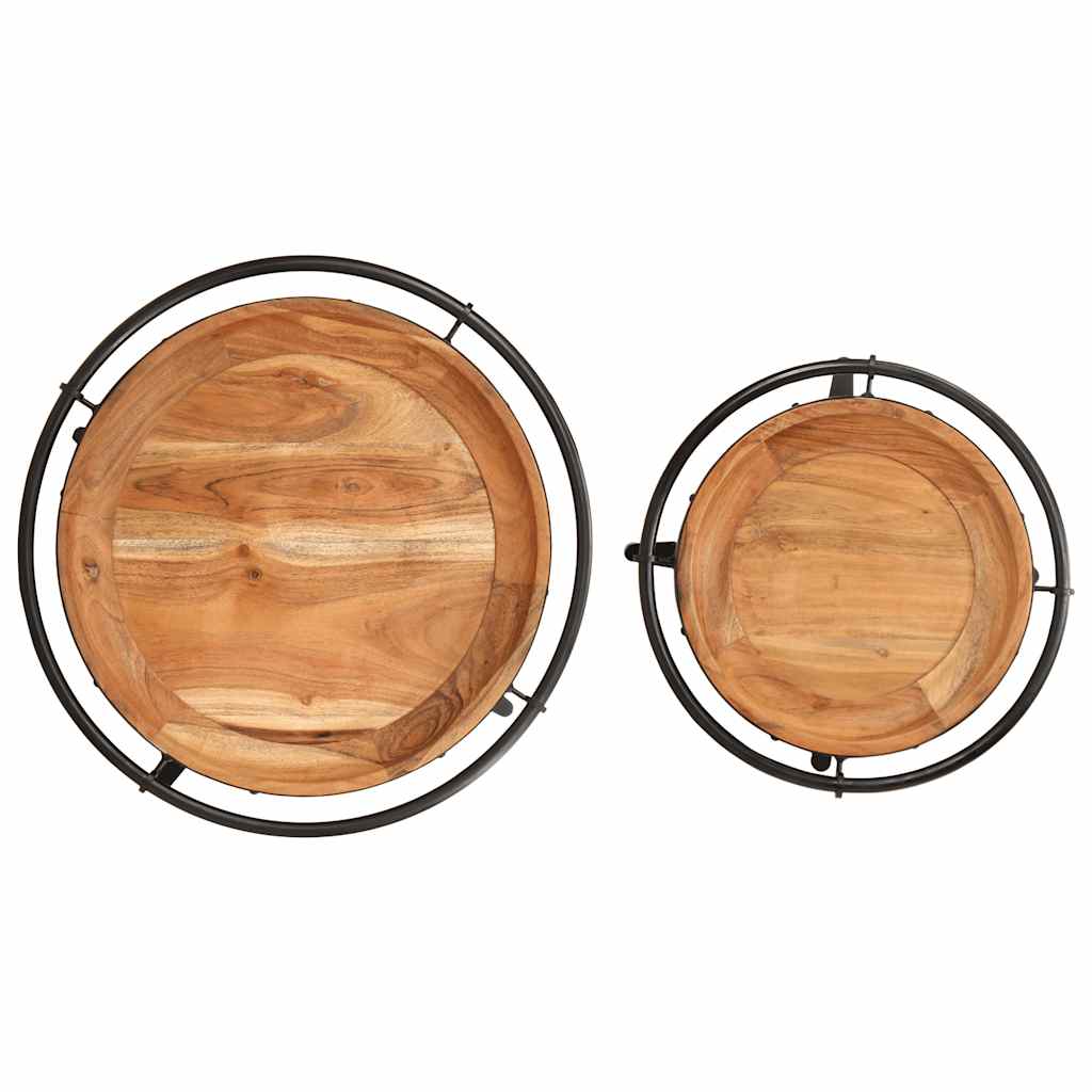 vidaXL 2 Piece Side Table Set Solid Wood Acacia
