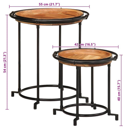 vidaXL 2 Piece Side Table Set Solid Wood Acacia