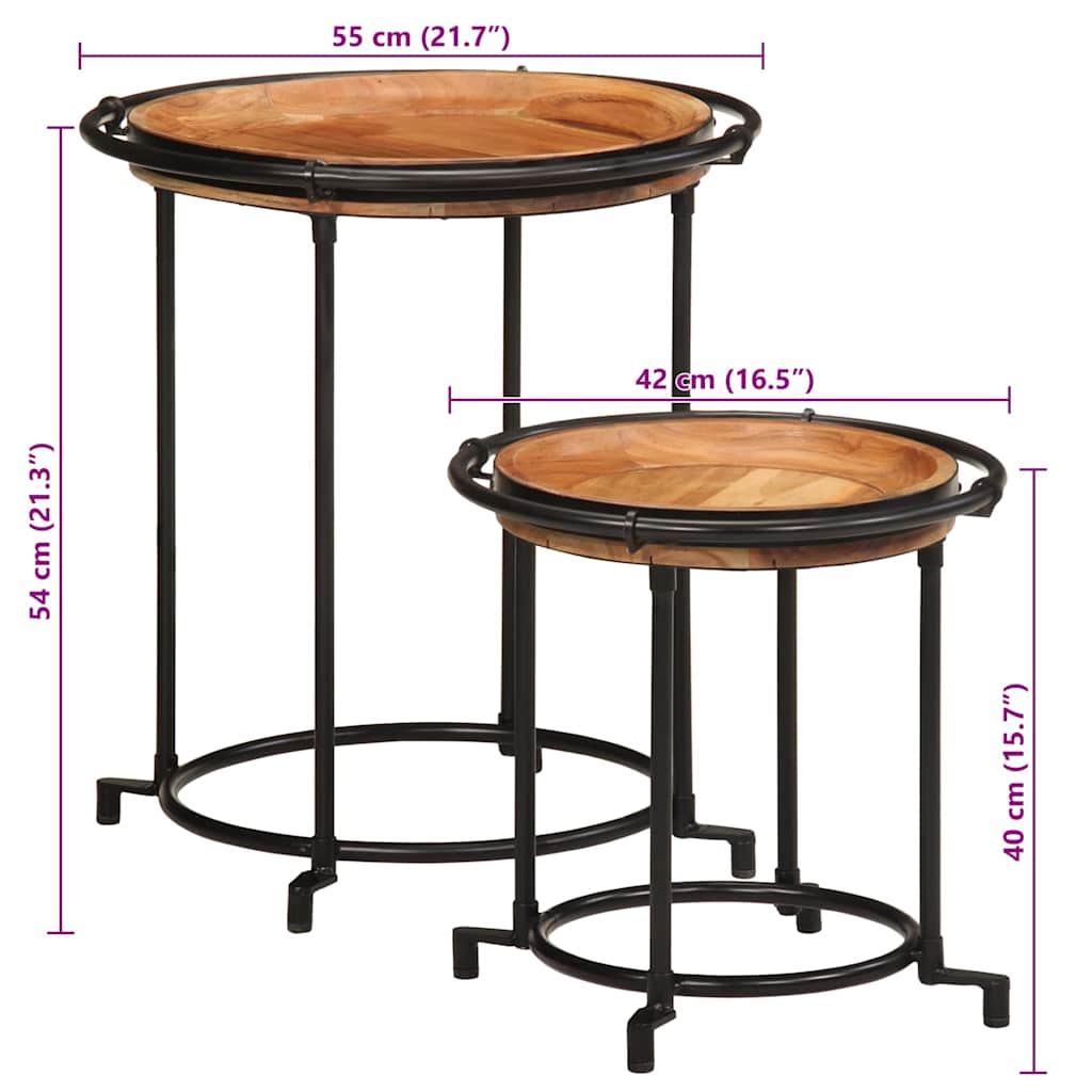 vidaXL 2 Piece Side Table Set Solid Wood Acacia