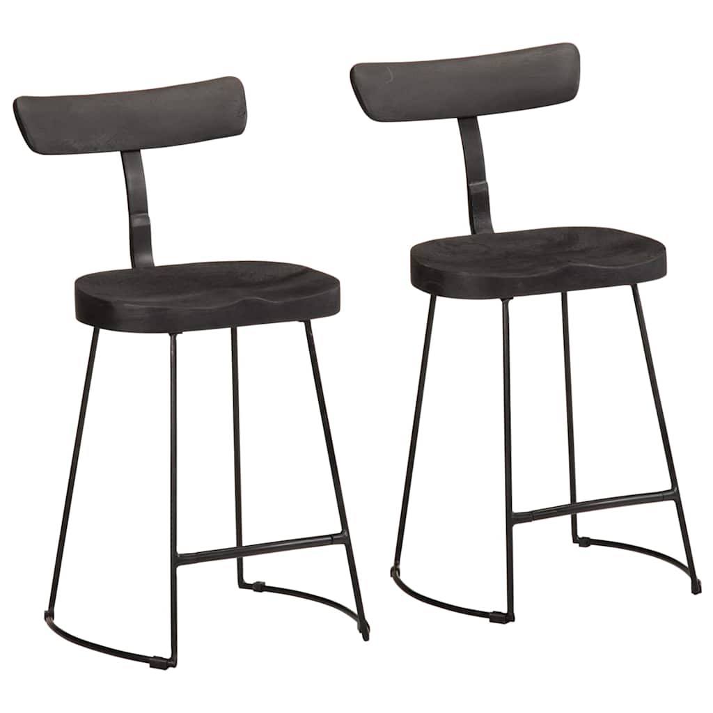 vidaXL Bar Stools 2 pcs Black 49x43x79 cm Solid Wood Mango