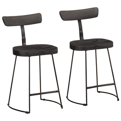 vidaXL Bar Stools 2 pcs Black 49x43x79 cm Solid Wood Mango