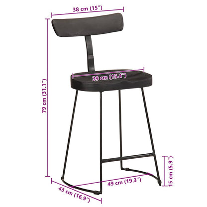 vidaXL Bar Stools 2 pcs Black 49x43x79 cm Solid Wood Mango