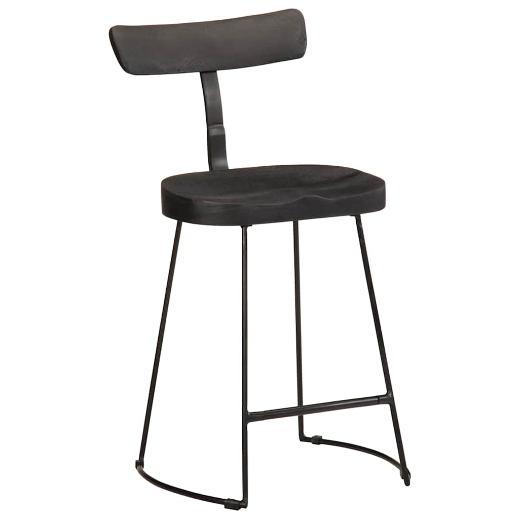 vidaXL Bar Stools 2 pcs Black 49x43x79 cm Solid Wood Mango