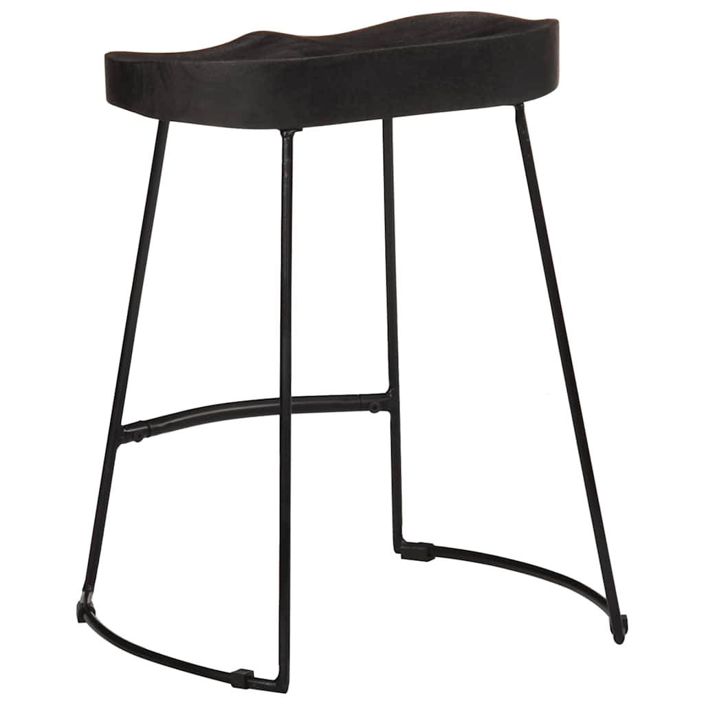 vidaXL Bar Stools 2 pcs Black 46x38x52 cm Solid Wood Mango