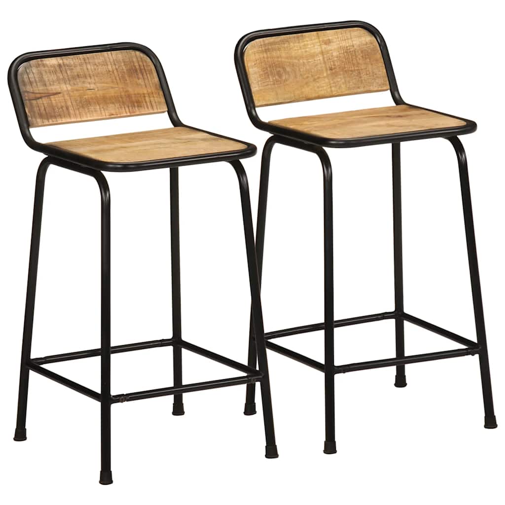 vidaXL Bar Stools 2 pcs 46x35,5x80 cm Solid Wood Rough Mango