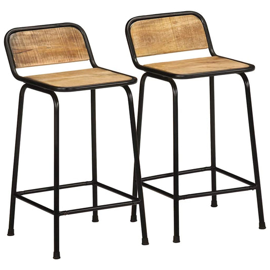 vidaXL Bar Stools 2 pcs 46x35,5x80 cm Solid Wood Rough Mango
