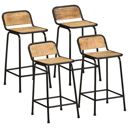 vidaXL Bar Stools 4 pcs 46x35,5x80 cm Solid Wood Rough Mango