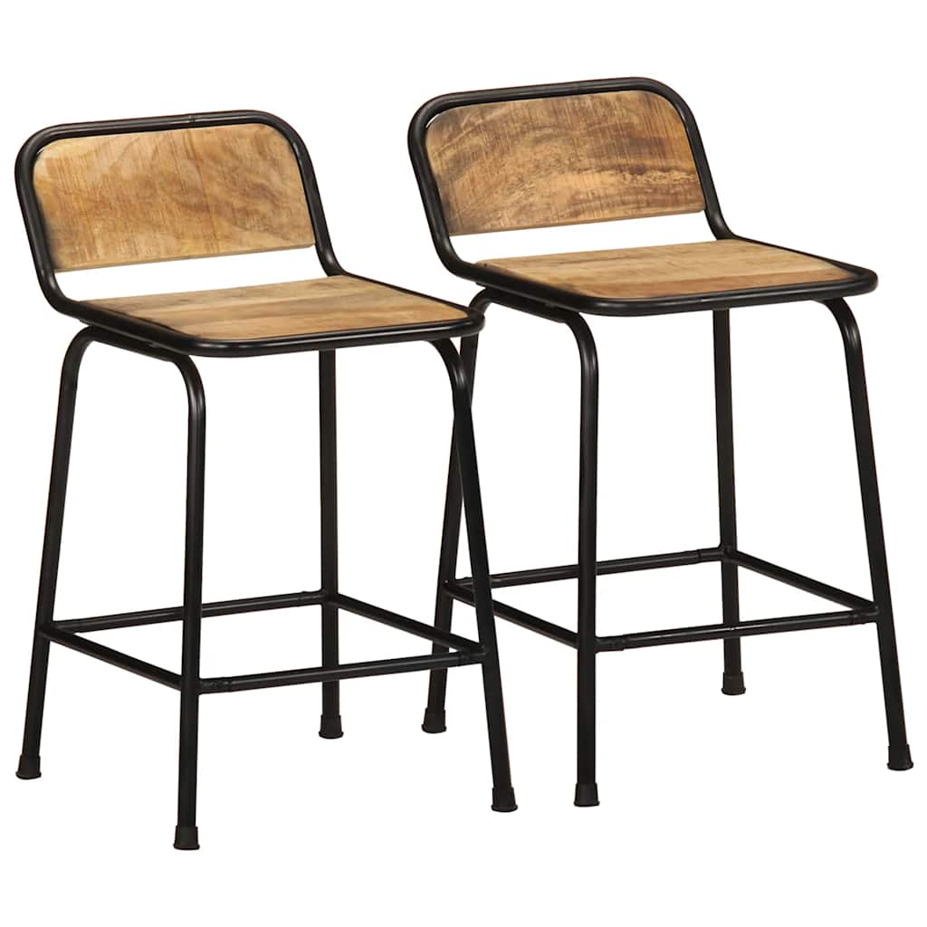 vidaXL Bar Stools 2 pcs 46x35,5x70 cm Solid Wood Rough Mango
