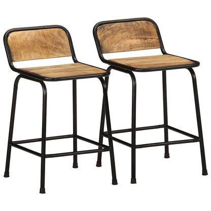vidaXL Bar Stools 2 pcs 46x35,5x70 cm Solid Wood Rough Mango