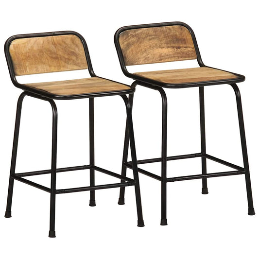 vidaXL Bar Stools 2 pcs 46x35,5x70 cm Solid Wood Rough Mango