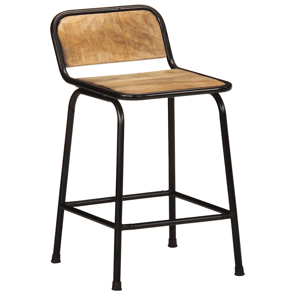 vidaXL Bar Stools 2 pcs 46x35,5x70 cm Solid Wood Rough Mango