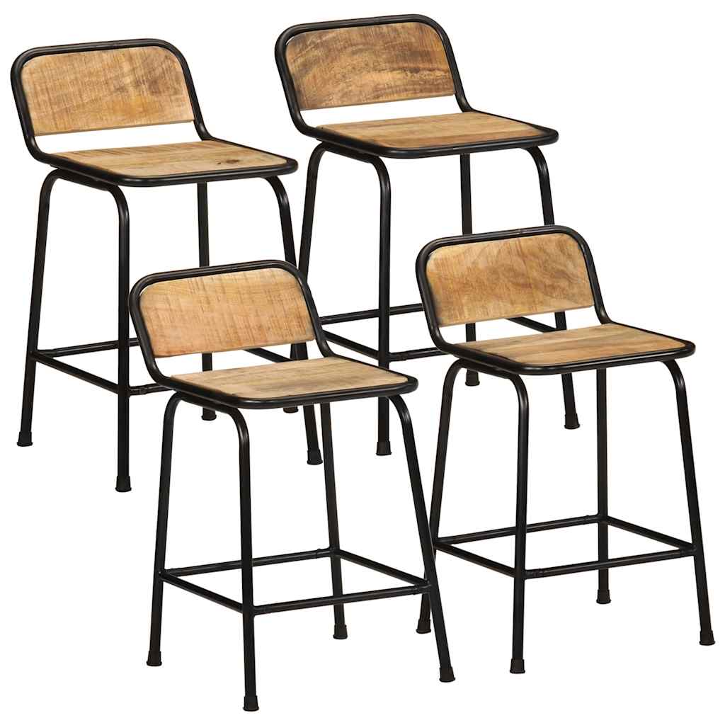 vidaXL Bar Stools 4 pcs 46x35,5x70 cm Solid Wood Rough Mango