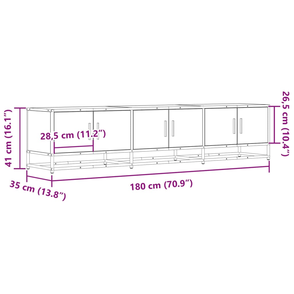 vidaXL TV Cabinet Sonoma Oak 180x35x41 cm Engineered Wood