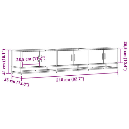 vidaXL TV Cabinet Smoked Oak 210x35x41 cm Engineered Wood